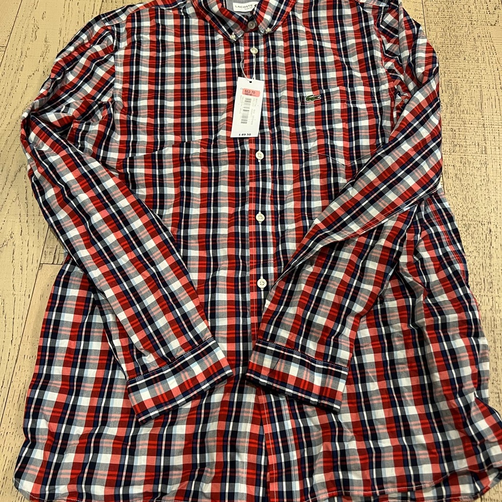 Lacoste Red and Blue Checkered Shirt